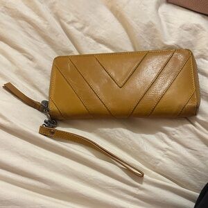 Lucky Brand Mustard Yellow Leather Wristlet Wallet